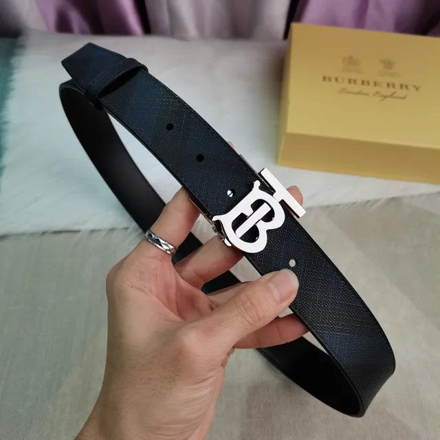 Burberry Knight Black Textured Leather Belt 3