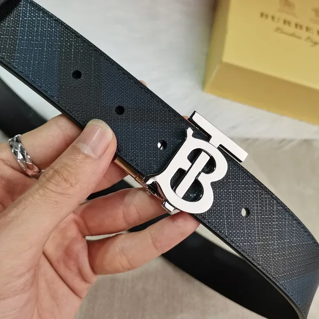 Burberry Knight Black Textured Leather Belt 4