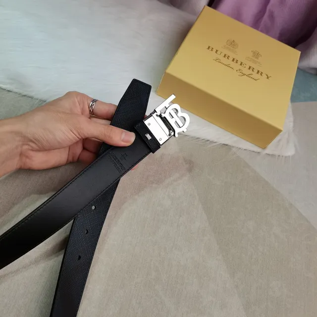 Burberry Knight Black Textured Leather Belt 6
