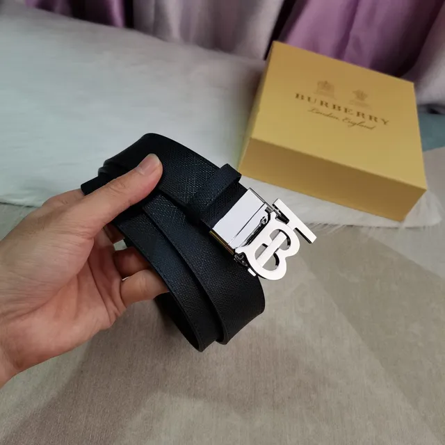 Burberry Knight Black Textured Leather Belt 7