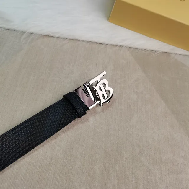 Burberry Knight Black Textured Leather Belt 8