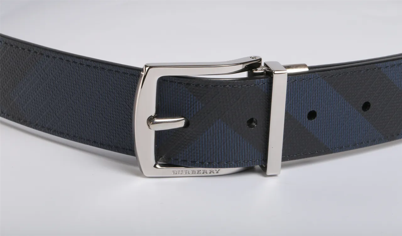 Burberry Knight উল্টানো চেক চামড়ার বেল্ট 7