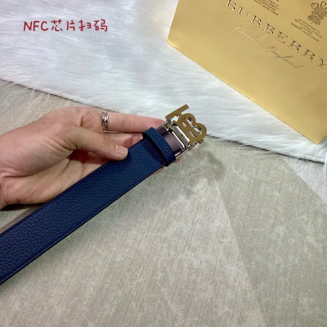 Burberry Knight Reversible Navy Leather Belt 2