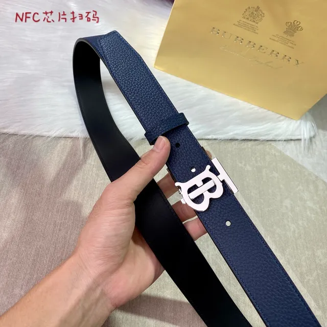 Burberry Knight Reversible Navy Leather Belt 4