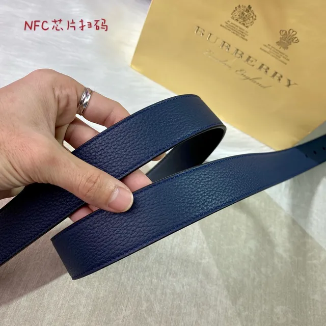 Burberry Knight Reversible Navy Leather Belt 5