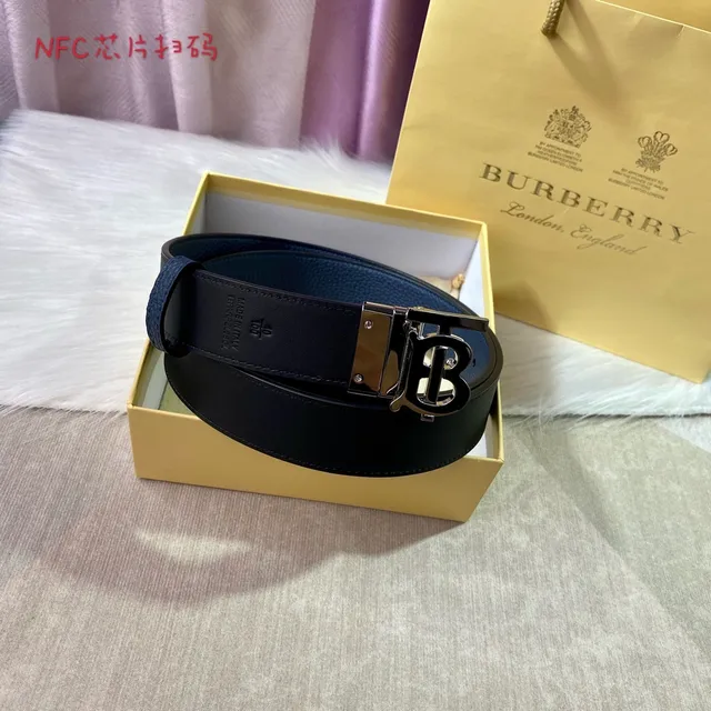 Burberry Knight Reversible Navy Leather Belt 6