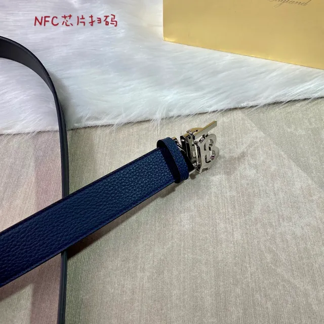 Burberry Knight Reversible Navy Leather Belt 7