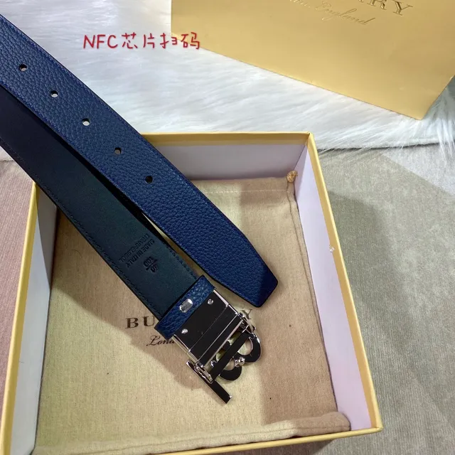 Burberry Knight Reversible Navy Leather Belt 8