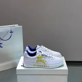 Burberry Knight White and Blue Gold Logo Lifestyle Sneakers