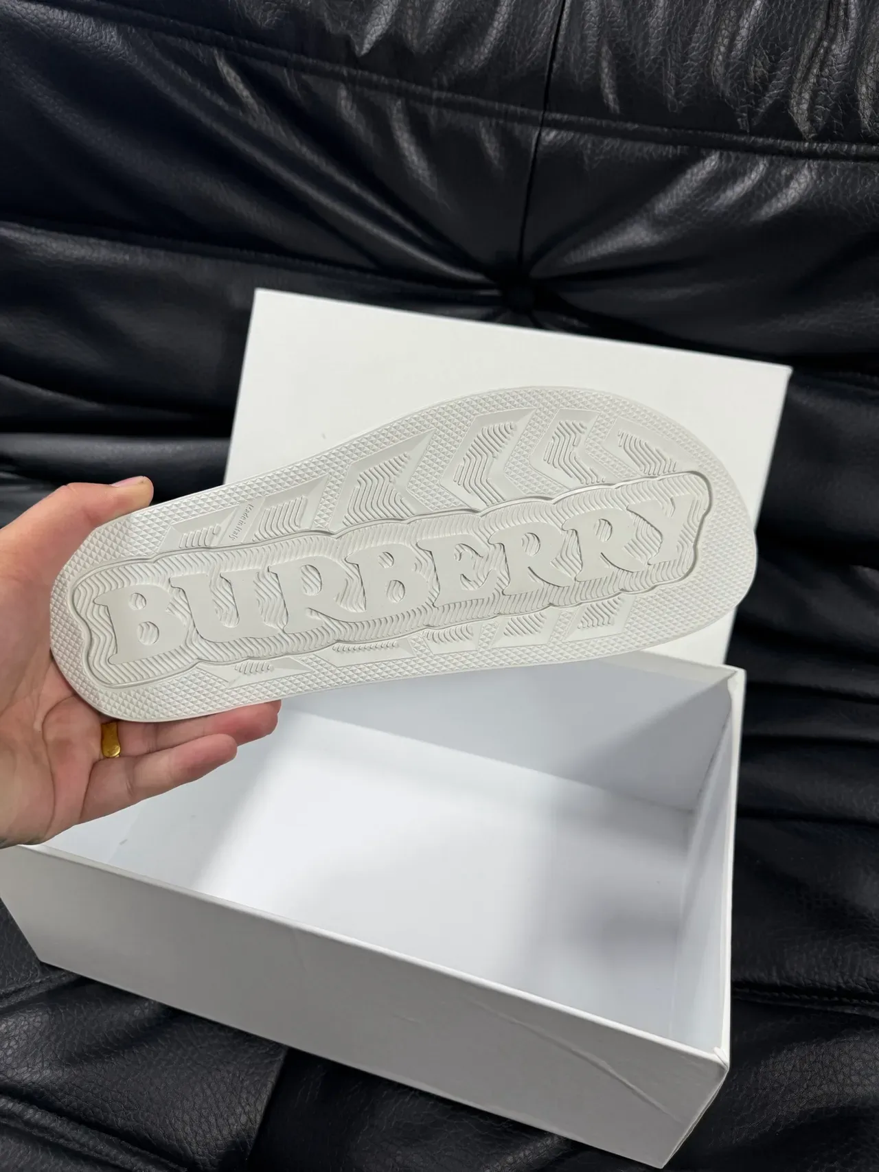 Burberry Knight White Molded Strap Slippers 2