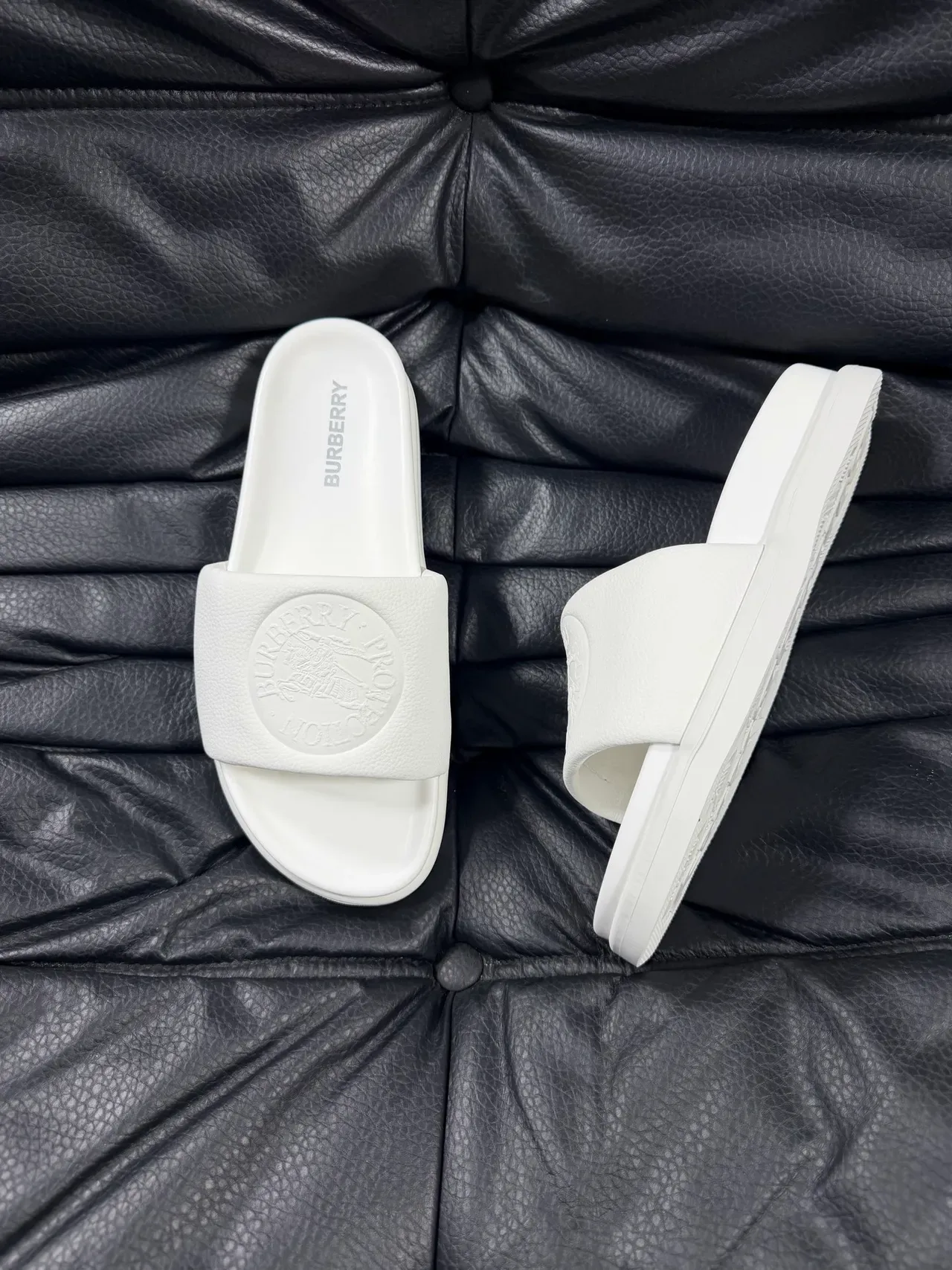Burberry Knight White Molded Strap Slippers 3