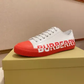 Burberry Logo-Print White and Red Lifestyle Sneakers
