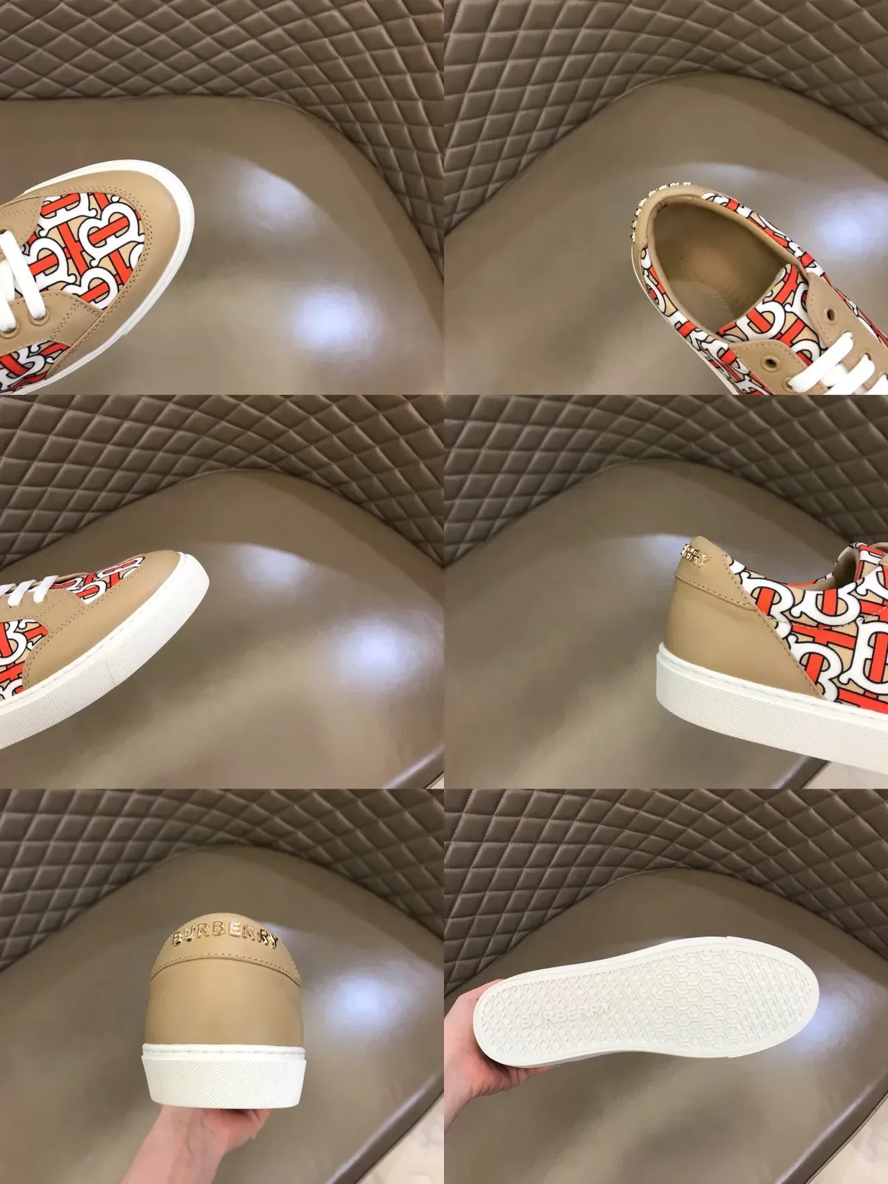 Burberry Monogram-Print Beige Low-Top Lifestyle Sneakers 2