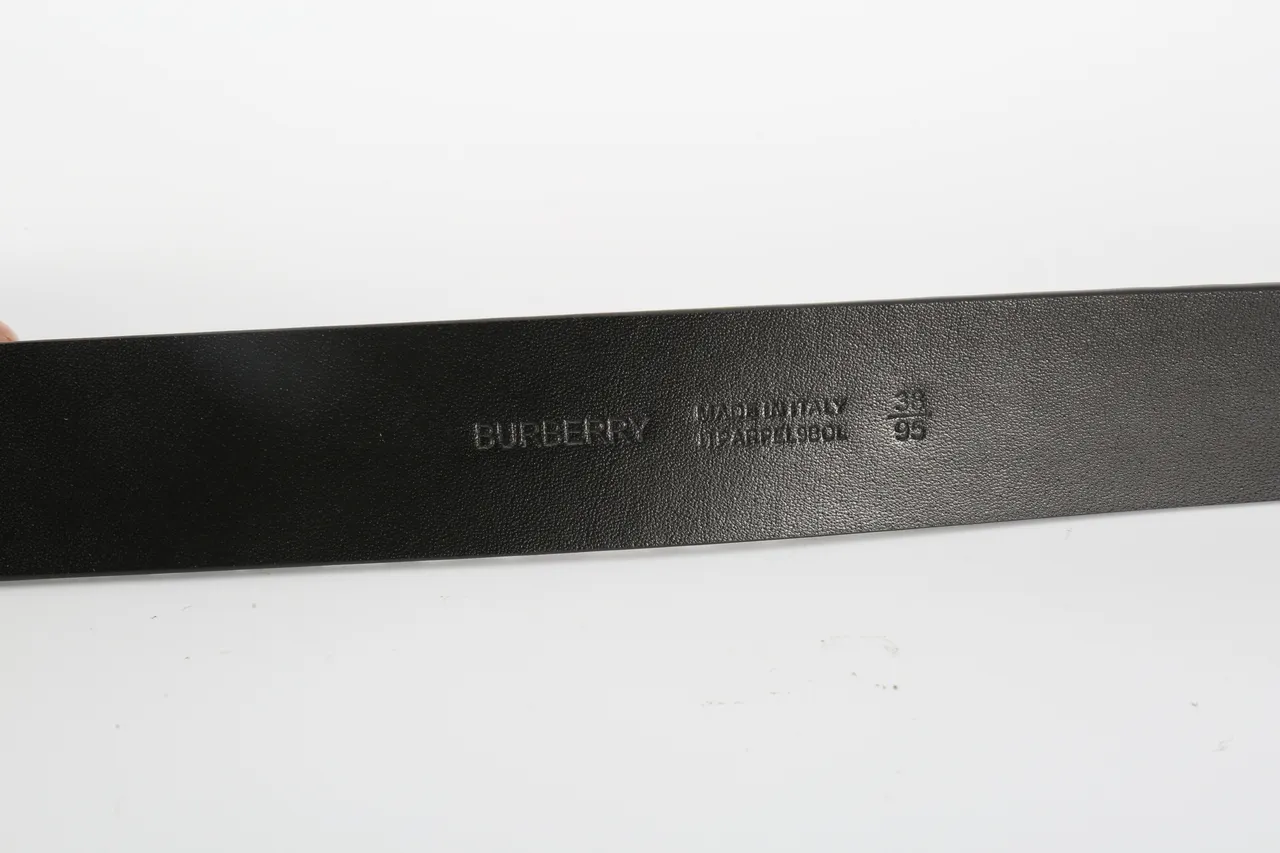 Burberry TB Belt Black Embossed Monogram Leather Belt 7