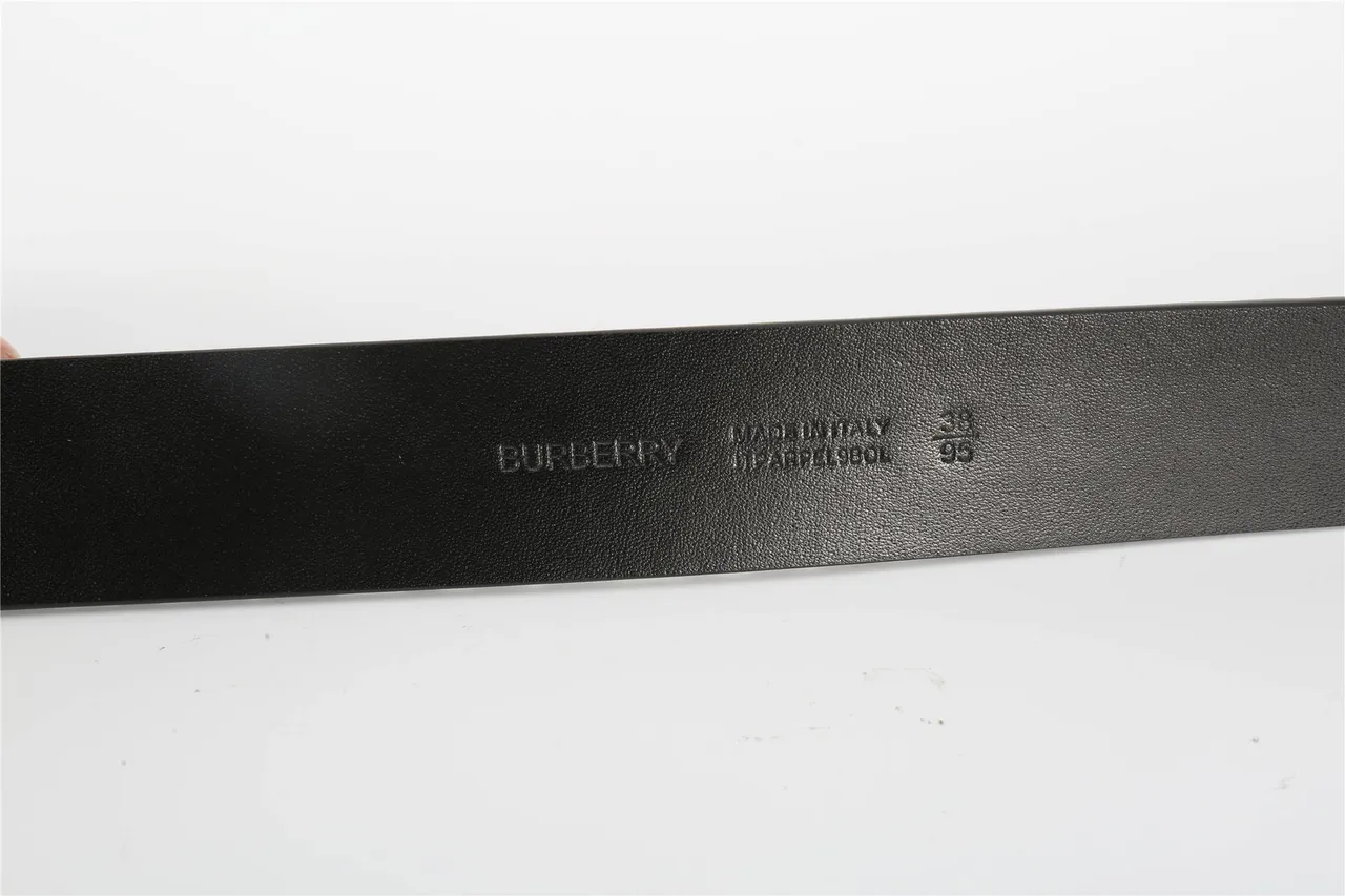 Burberry TB Belt Black Embossed Monogram Leather Belt 16