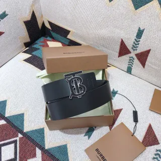 Burberry TB Belt কালো মসৃণ চামড়ার বেল্ট