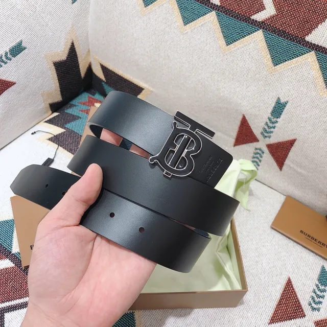Burberry TB Belt Noir Cuir Lisse Ceinture 4