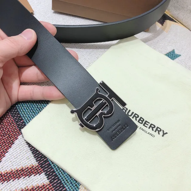 Burberry TB Belt Noir Cuir Lisse Ceinture 6