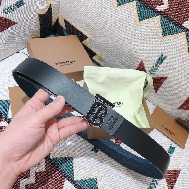 Burberry TB Belt Noir Cuir Lisse Ceinture 8