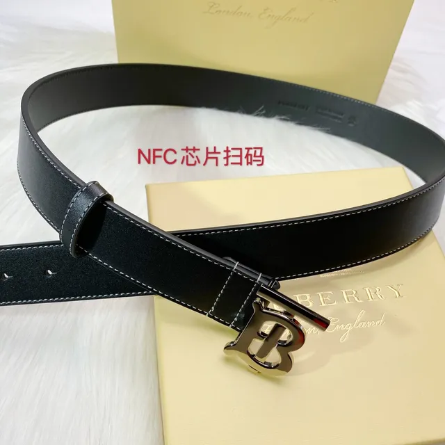 Burberry TB ceinture noir blanc monogramme boucle couture contraste ceinture cuir 7