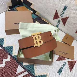 Burberry TB Belt বাদামী চামড়া সোনালি বোল্ট চামড়া বেল্ট