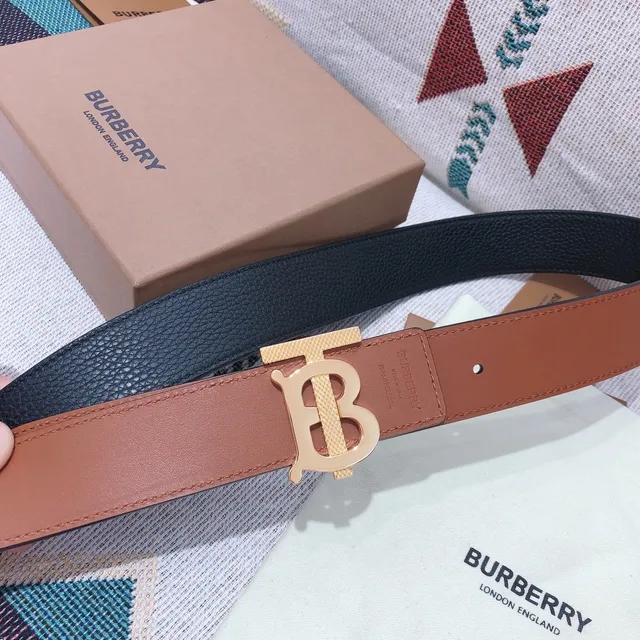 Burberry TB Belt Cuir Beige Boucle Or à l'ton Cuir Ceinture 3