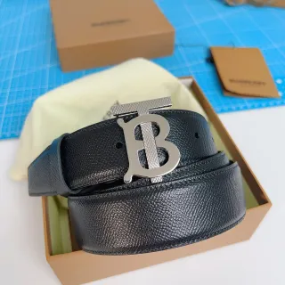 Burberry TB Buckle Belt Black Textured Leather Belt