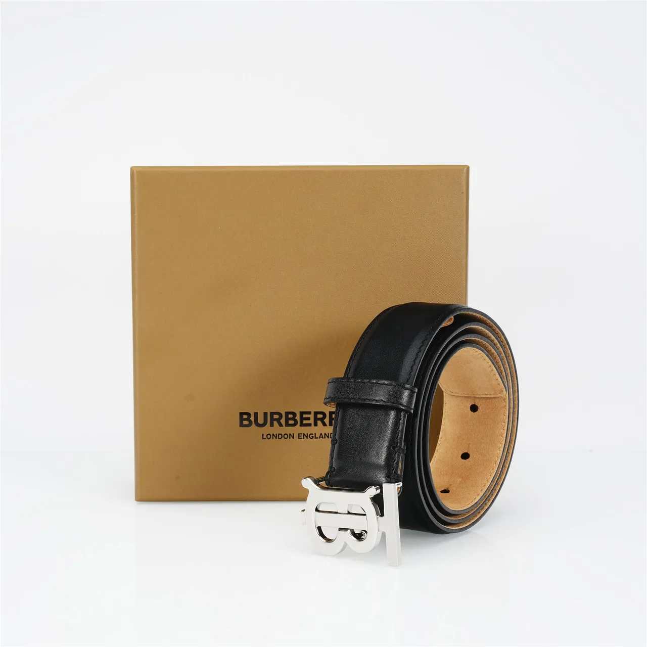 Burberry TB Monogram Belt Black Leather Belt 5