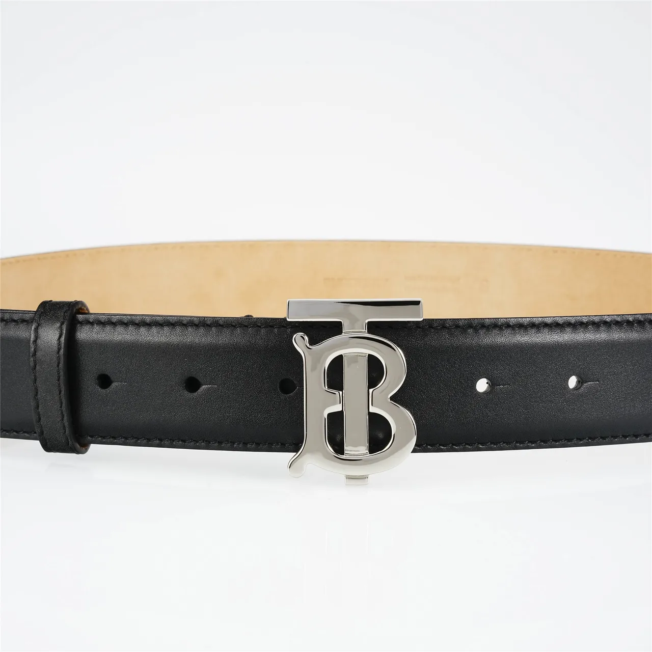 Burberry TB Monogram Belt Black Leather Belt 8