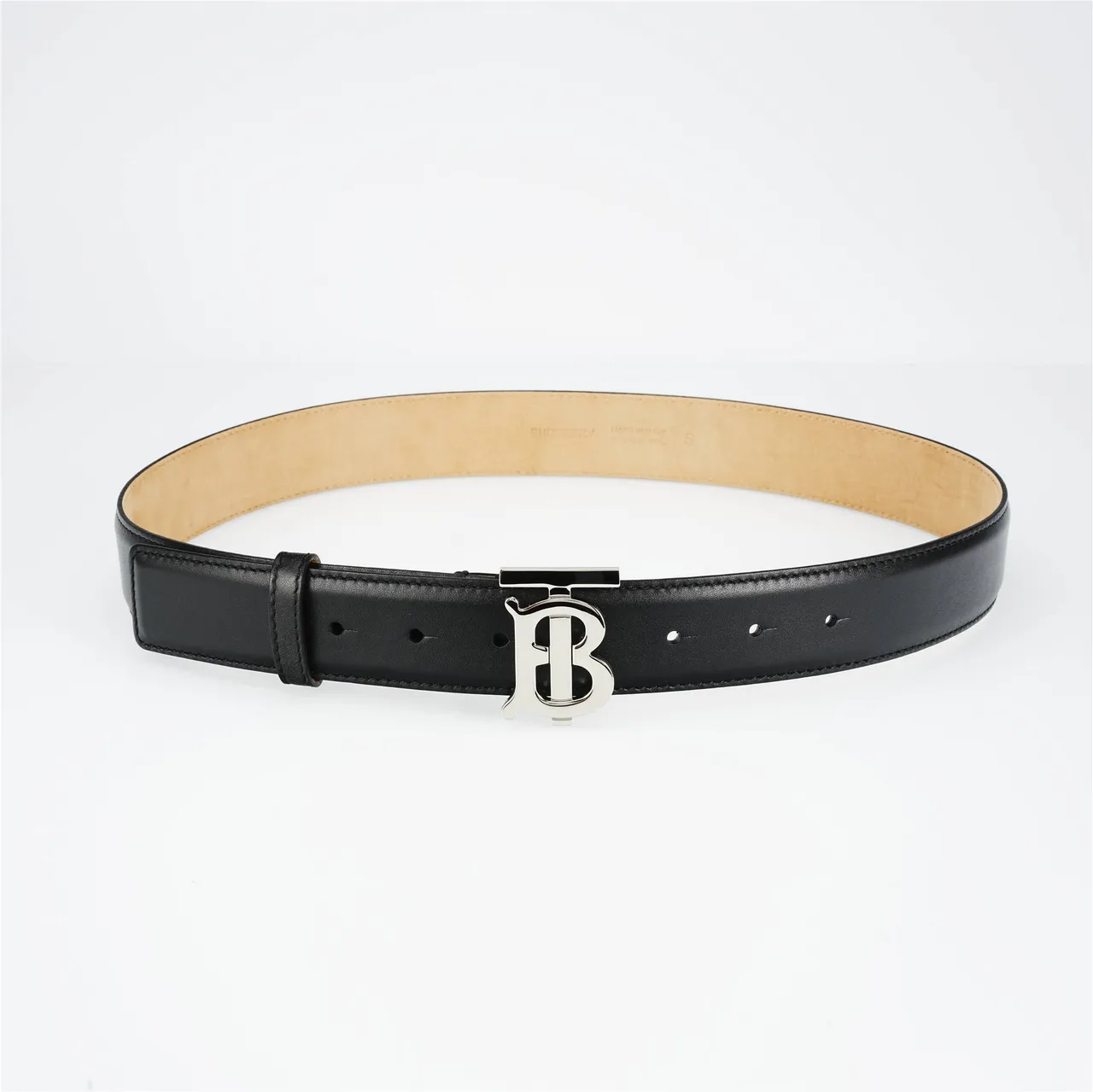 Burberry TB Monogram Belt Black Leather Belt 9