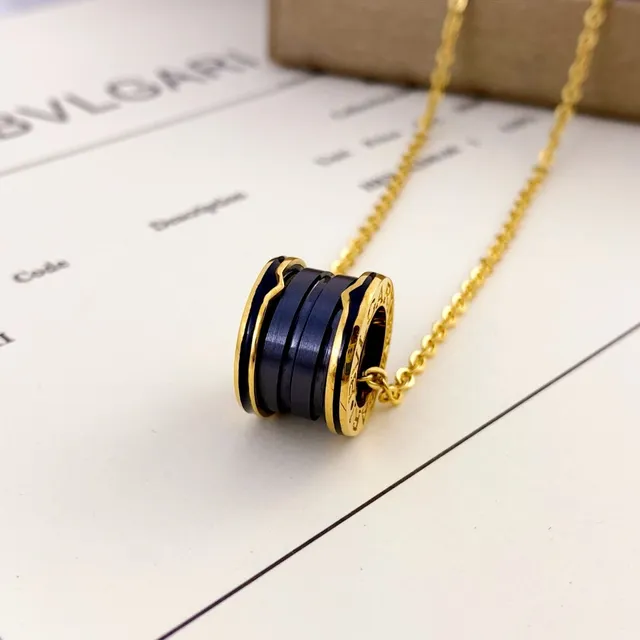 Bvlgari B.zero1 Cylindrical Multi-Ring Ceramic Inlay Necklace 4