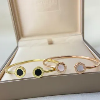 Bvlgari B.zero1 সোনা কালো পাতলা দৃঢ় ব্যাঙ্গল বৃত্তাকার খোদাই করা বেজেল ব্রেসলেট
