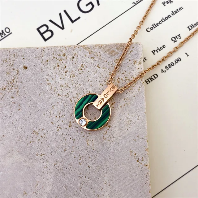 Bvlgari B.zero1 Colar Pendente de Malacita Esmaltado e Diamante 5