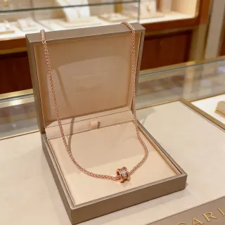 Bvlgari B.zero1 Rose Gold Braided Chain Pavé Pendant Necklace