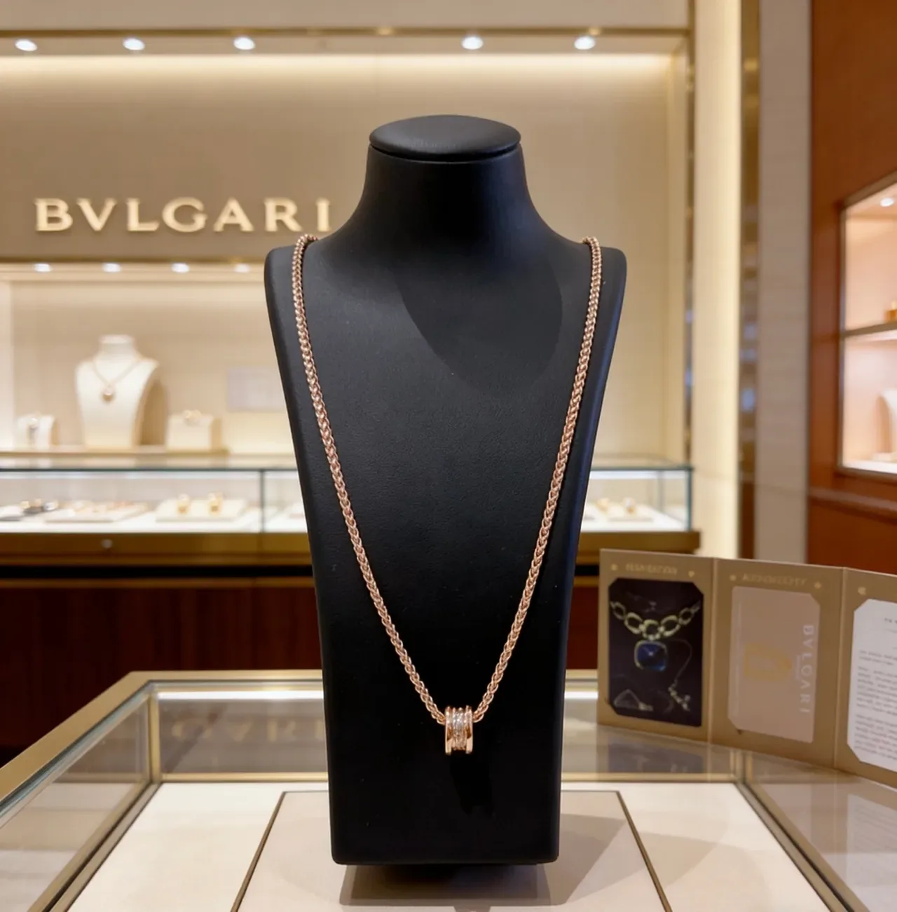 Bvlgari B.zero1 Corrente trançada de ouro rosa com pingante Pavé 6