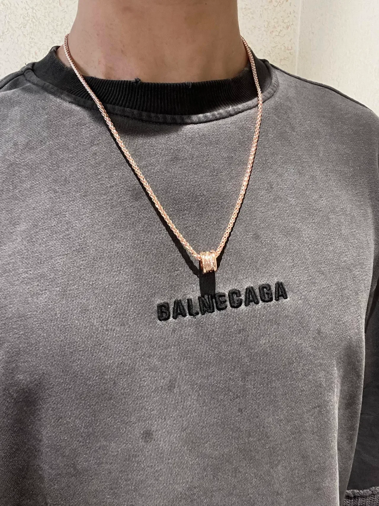 Bvlgari B.zero1 Corrente trançada de ouro rosa com pingante Pavé 8