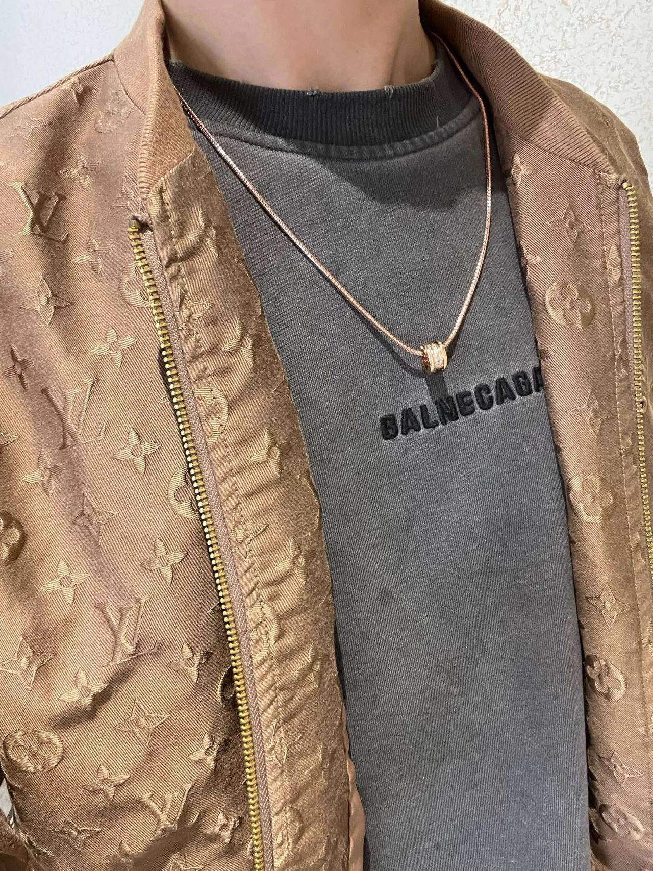 Bvlgari B.zero1 Or Rose Diamants Pavé Multi-Anneaux Pendentif Collier 2
