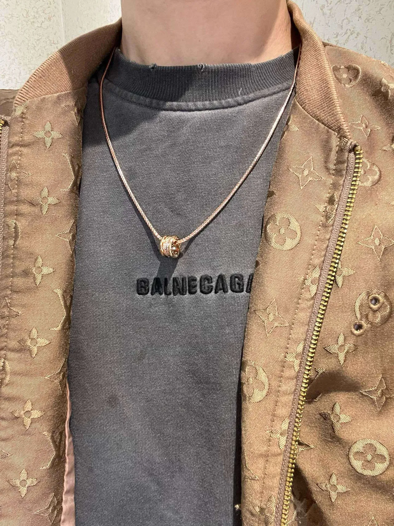 Bvlgari B.zero1 Or Rose Diamants Pavé Multi-Anneaux Pendentif Collier 5