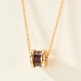 Bvlgari B.zero1 Three Rings Burgundy Ceramic and Gold Necklace
