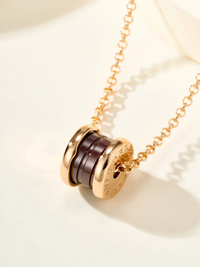 Bvlgari B.zero1 Trois Anneaux Collier en Céramique Lie-de-vin et Or 11