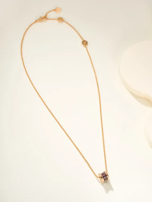 Bvlgari B.zero1 Trois Anneaux Collier en Céramique Lie-de-vin et Or 13