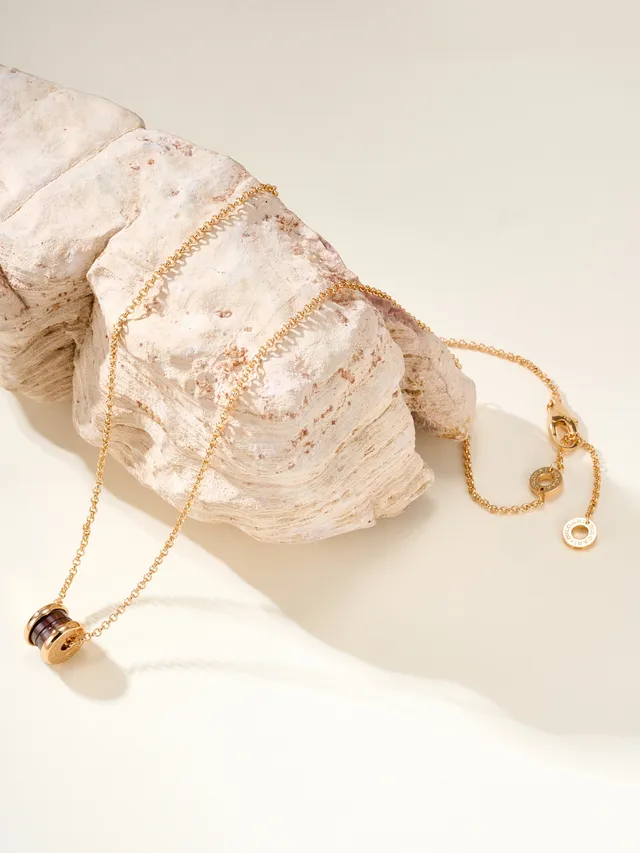 Bvlgari B.zero1 Trois Anneaux Collier en Céramique Lie-de-vin et Or 14