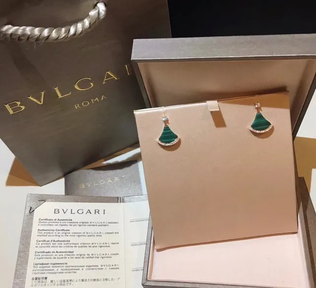 Bvlgari Divas’ Dream boucles d'oreilles en forme d'éventail en malachite blanc et rouge 6