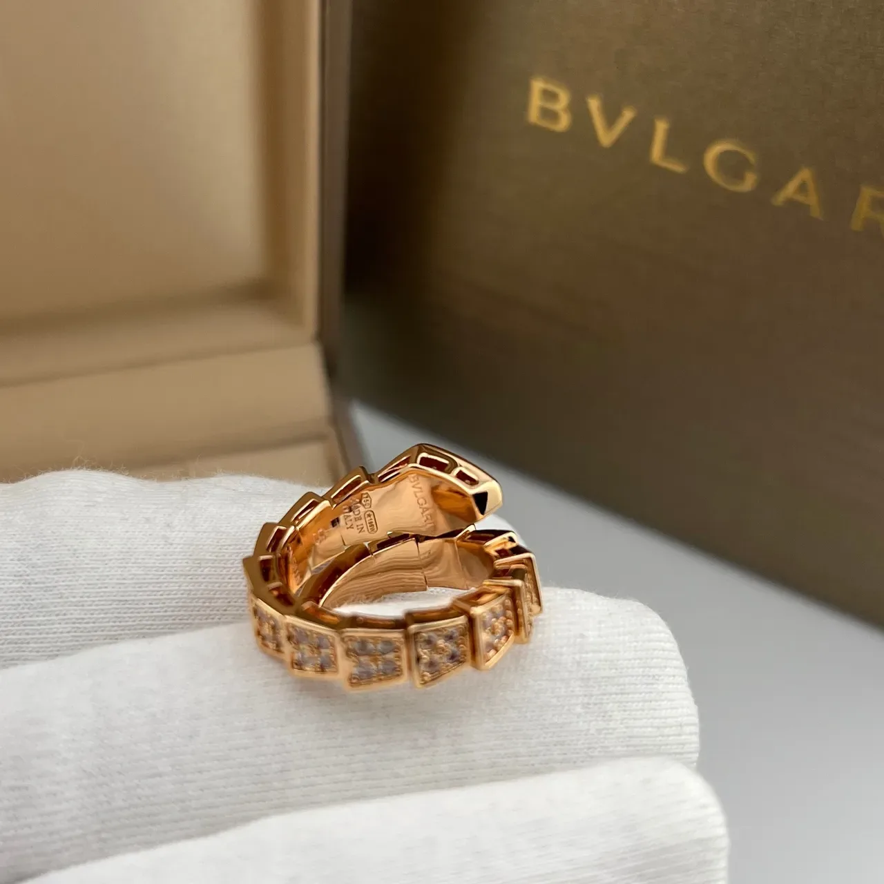 Bvlgari Bague Or Argent Bande Articulée Géométrique Pavé-Set Pierres 2