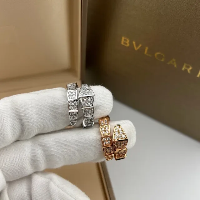 Bvlgari Bague Or Argent Bande Articulée Géométrique Pavé-Set Pierres 4