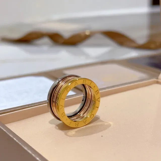 Bvlgari Gold Silver Stacked Multi-Band Rotating Design Ring 3