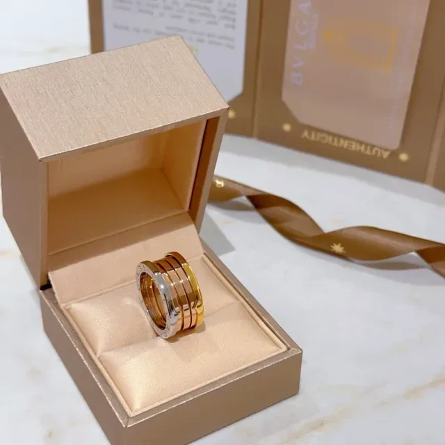 Bvlgari Gold Silver Stacked Multi-Band Rotating Design Ring 6