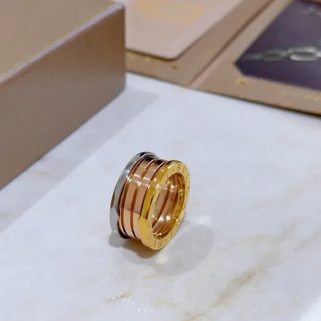 Bvlgari Gold Silver Stacked Multi-Band Rotating Design Ring 7