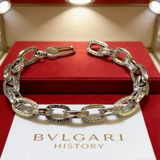 Bvlgari আইকনিক চেইন খোদাই করা রূপালি টোন ব্রেসলেট