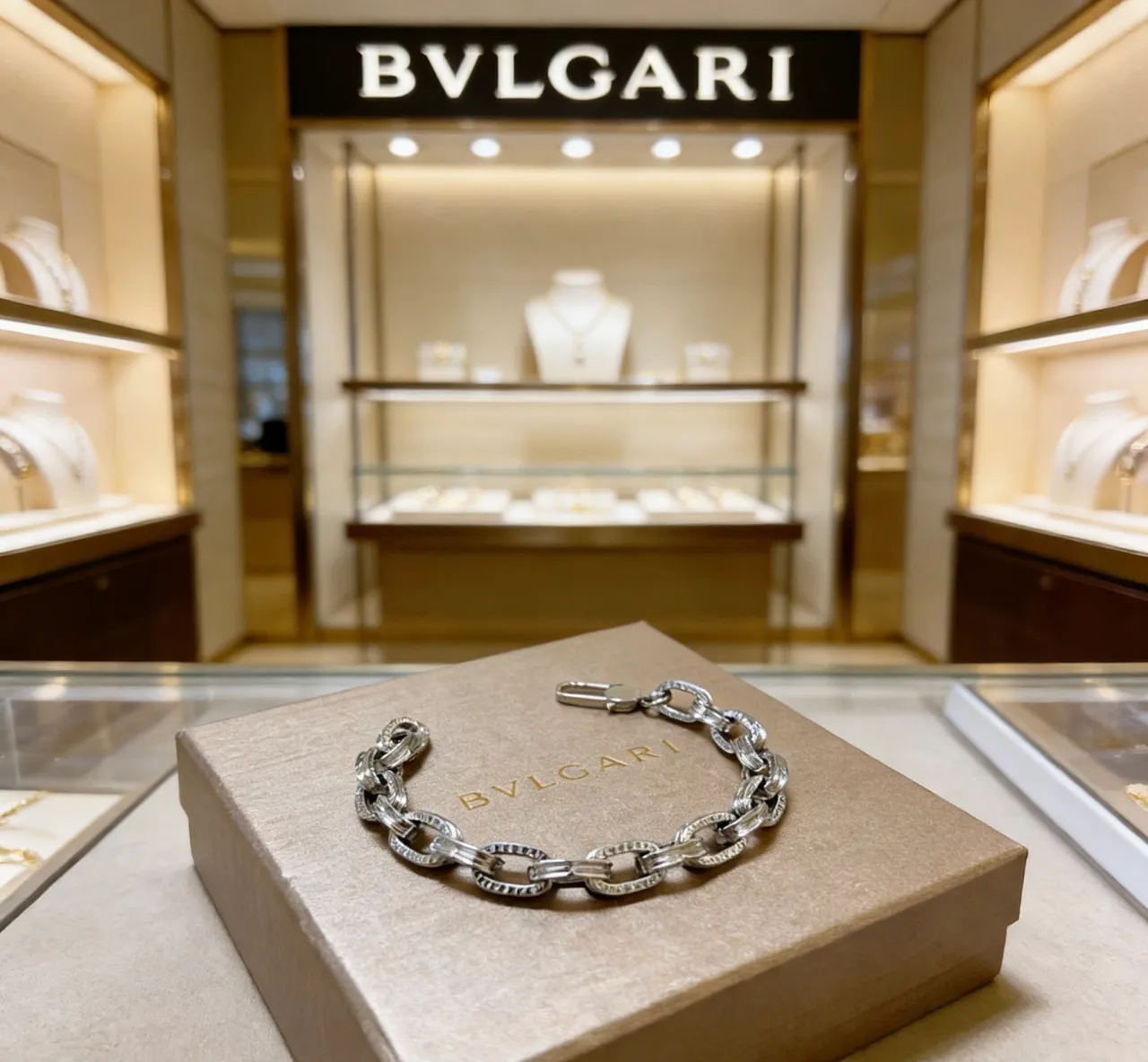 Bvlgari Iconic Chain Engraved Silver-Tone Bracelet 2
